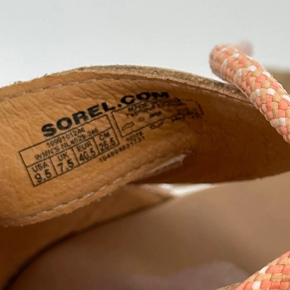 Sorel Tan Cameron Platform Lace Wedge‎ Leather Sandal Women's 9.5